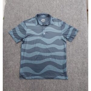 Bogey Bros Golf Polo Shirt Men Medium Blue Wave Pattern Short Sleeve Performance